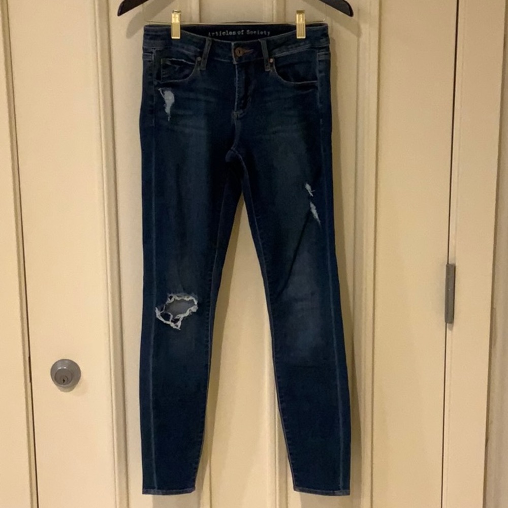 Distressed Blue Jeans